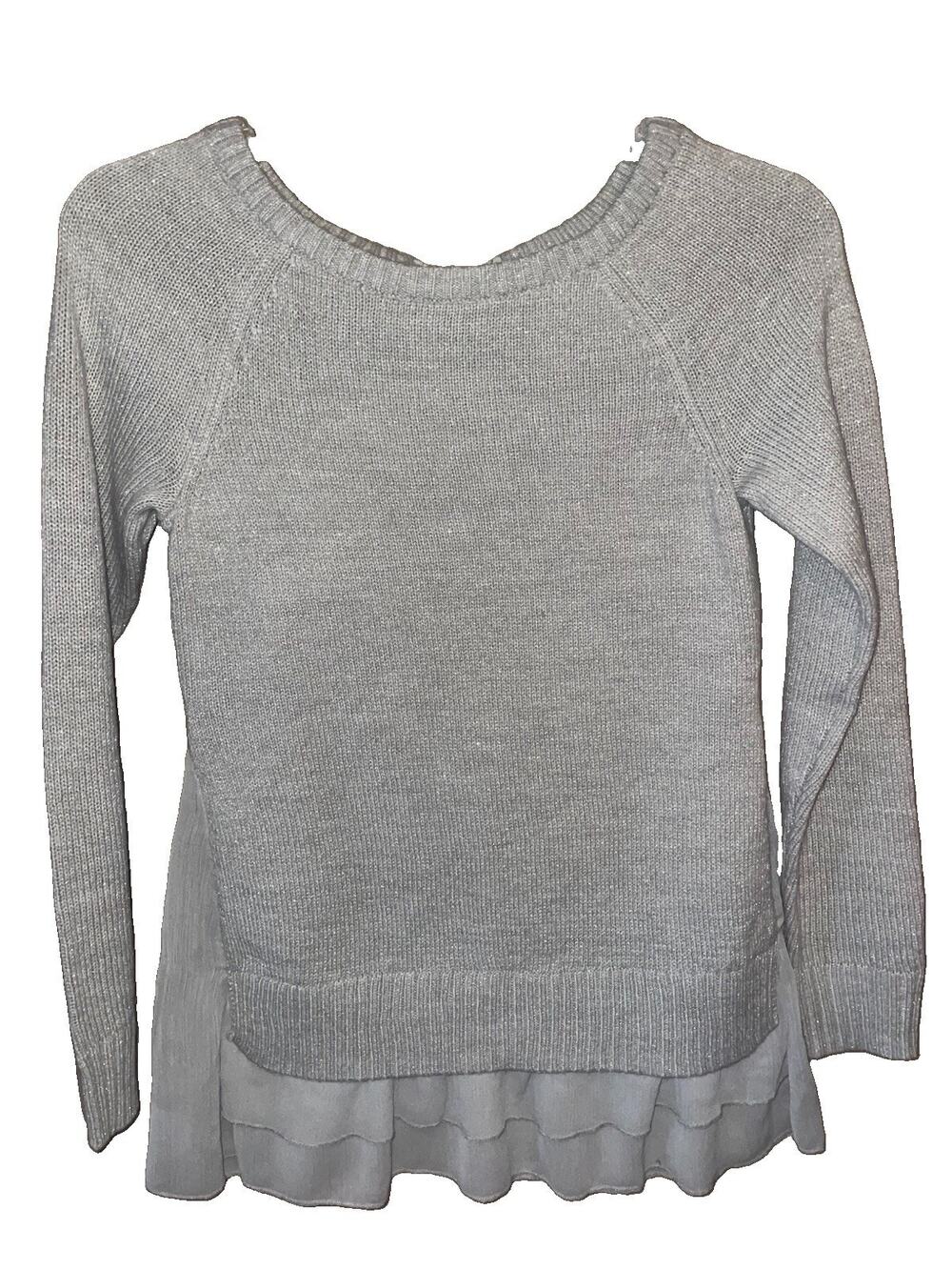 LC Lauren Conrad Gray Shimmery Tie Back Knit Sweater Fall/Winter Sz XS